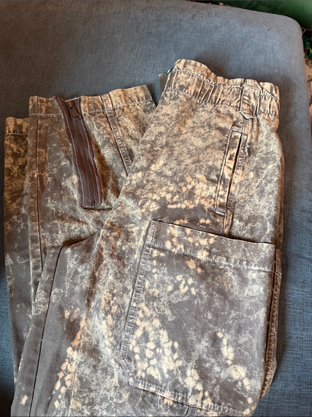 BDG Women's Brown Acid-Wash Cargo Jeans